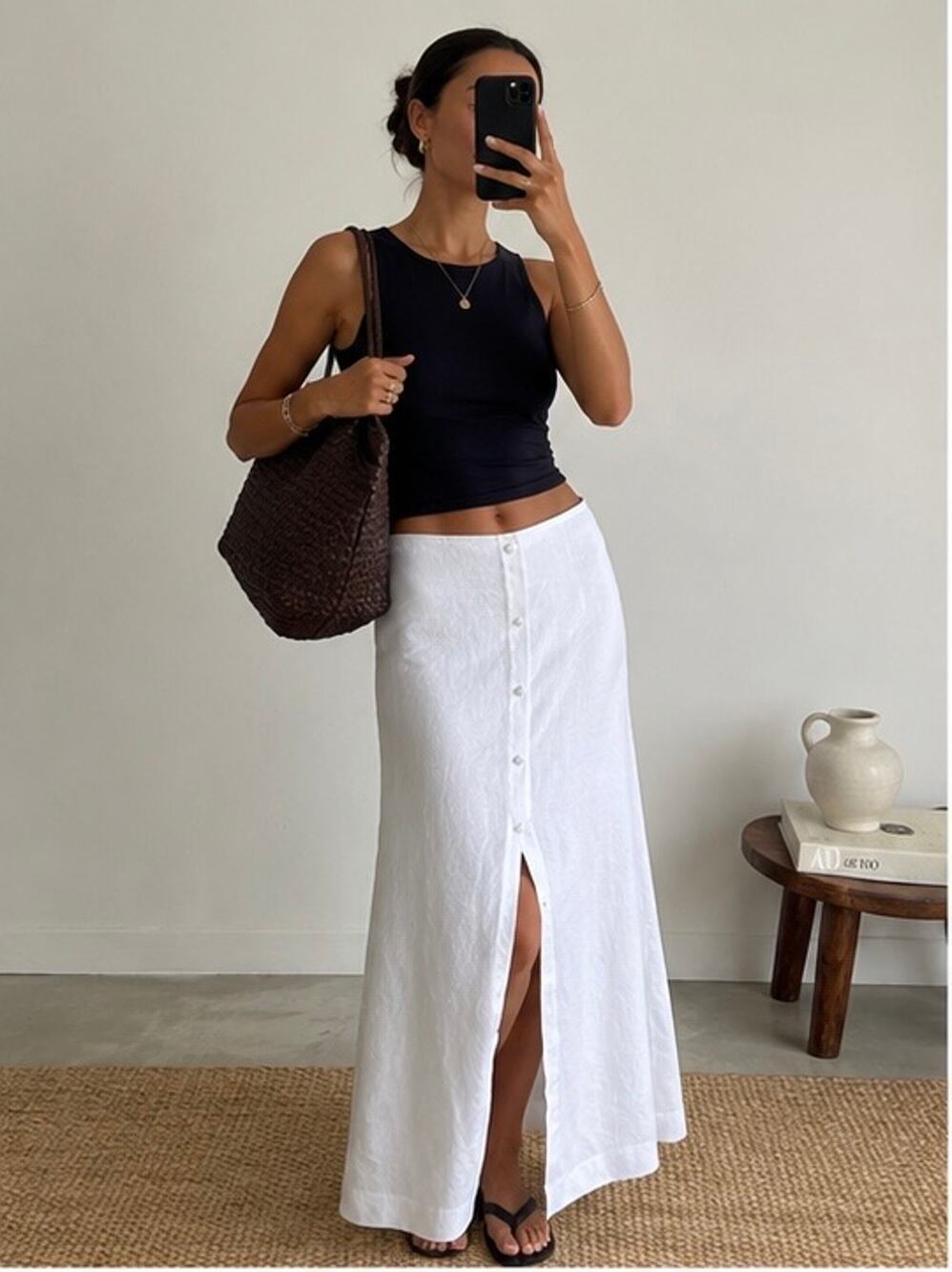 reformation andi linen skirt in white US2